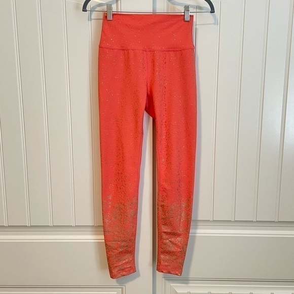Buff Bunny coral rosé ombré gold splatter high rise leggings size small - Picture 3 of 9